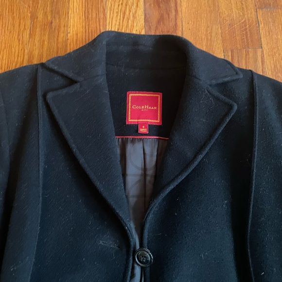 ColeHaan black midlength winter dress-work coat size 2- Cashmere- wool blend - Picture 2 of 7